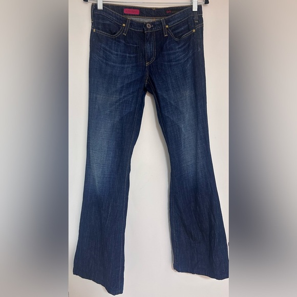 AG Adriano Goldschmied New Legend Women's Flared Jeans Size 26R Blue Dark - Picture 1 of 7
